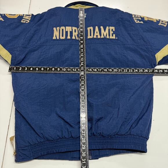 Vintage Notre Dame Starter Jacket Mens Large Blue Gold Quilted Fighting Irish - Picture 3 of 12